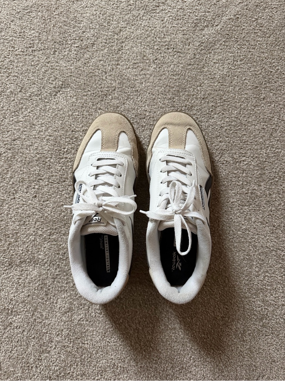 Reebok Women's White and Beige Classic Sneakers